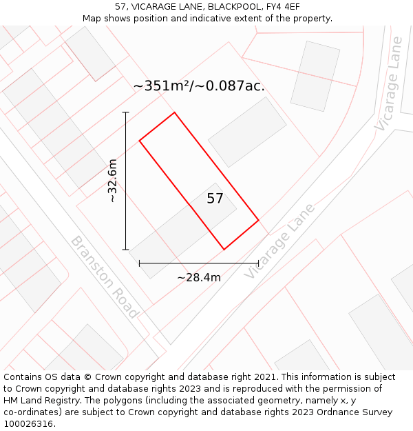 57, VICARAGE LANE, BLACKPOOL, FY4 4EF: Plot and title map