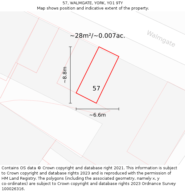 57, WALMGATE, YORK, YO1 9TY: Plot and title map