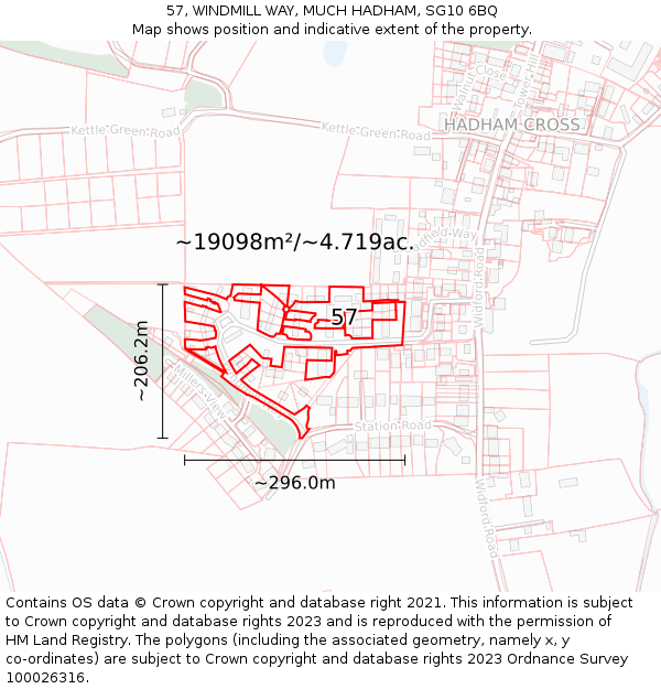 57, WINDMILL WAY, MUCH HADHAM, SG10 6BQ: Plot and title map