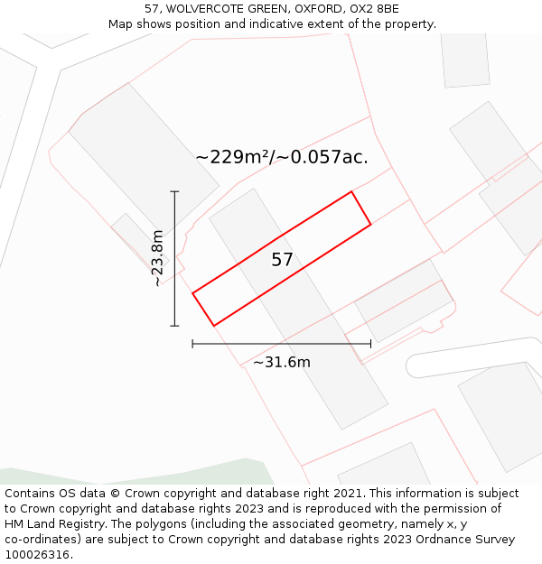 57, WOLVERCOTE GREEN, OXFORD, OX2 8BE: Plot and title map