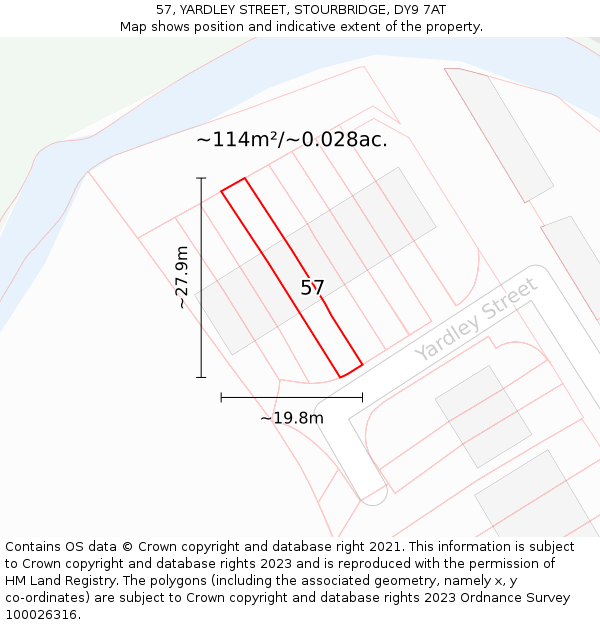 57, YARDLEY STREET, STOURBRIDGE, DY9 7AT: Plot and title map