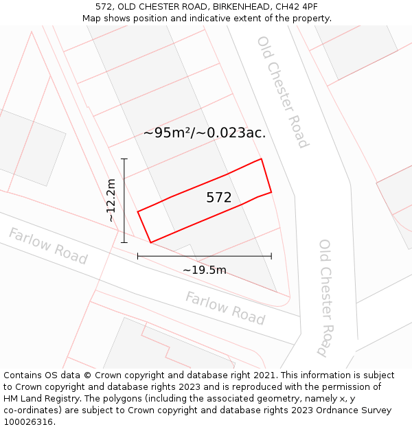 572, OLD CHESTER ROAD, BIRKENHEAD, CH42 4PF: Plot and title map