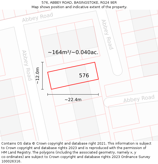 576, ABBEY ROAD, BASINGSTOKE, RG24 9ER: Plot and title map