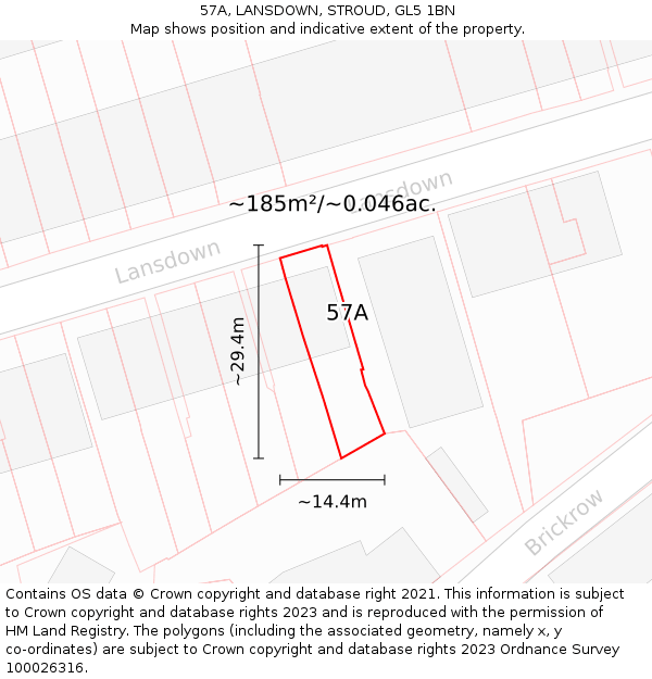 57A, LANSDOWN, STROUD, GL5 1BN: Plot and title map