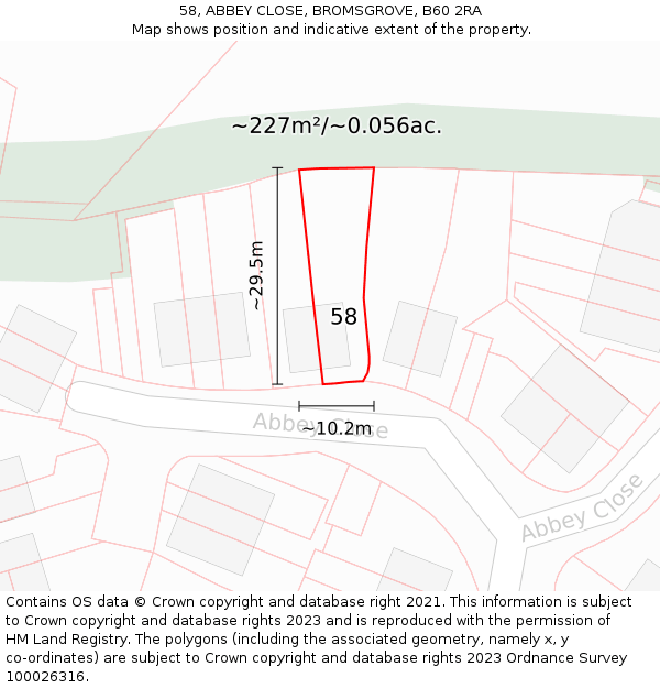 58, ABBEY CLOSE, BROMSGROVE, B60 2RA: Plot and title map