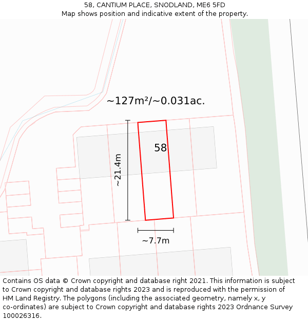 58, CANTIUM PLACE, SNODLAND, ME6 5FD: Plot and title map