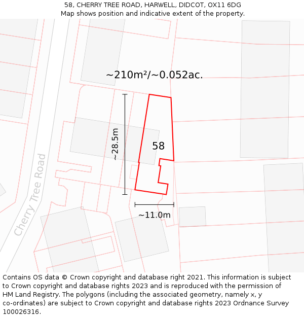 58, CHERRY TREE ROAD, HARWELL, DIDCOT, OX11 6DG: Plot and title map