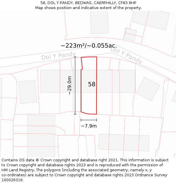 58, DOL Y PANDY, BEDWAS, CAERPHILLY, CF83 8HP: Plot and title map
