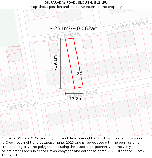 58, FARADAY ROAD, SLOUGH, SL2 1RU: Plot and title map