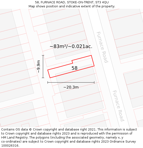 58, FURNACE ROAD, STOKE-ON-TRENT, ST3 4QU: Plot and title map