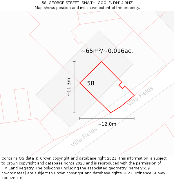 58, GEORGE STREET, SNAITH, GOOLE, DN14 9HZ: Plot and title map