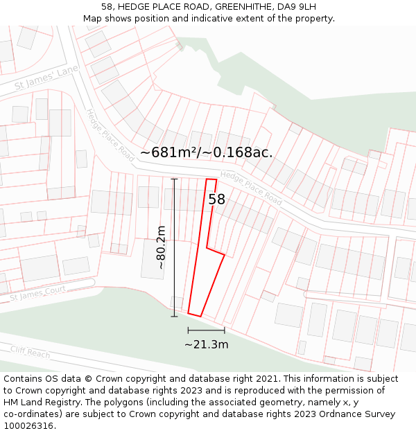 58, HEDGE PLACE ROAD, GREENHITHE, DA9 9LH: Plot and title map