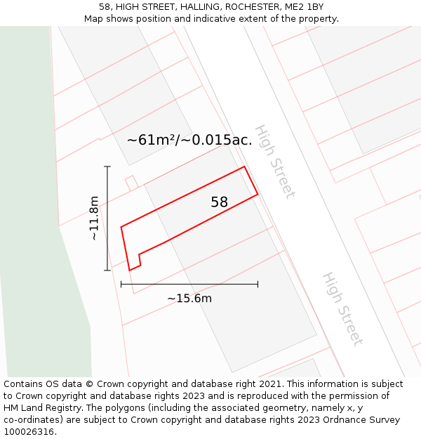 58, HIGH STREET, HALLING, ROCHESTER, ME2 1BY: Plot and title map