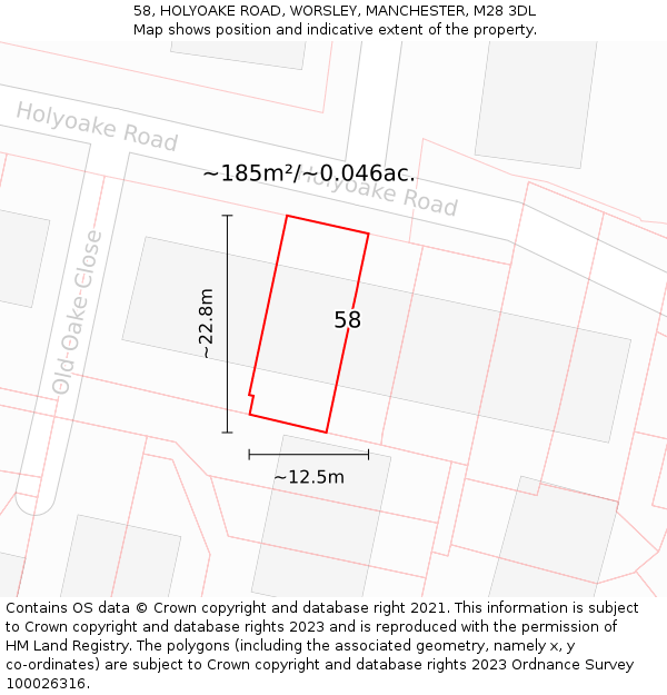 58, HOLYOAKE ROAD, WORSLEY, MANCHESTER, M28 3DL: Plot and title map