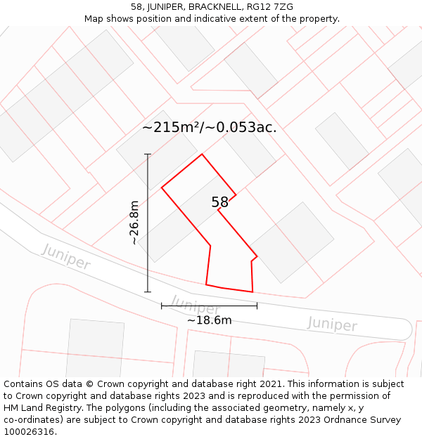 58, JUNIPER, BRACKNELL, RG12 7ZG: Plot and title map