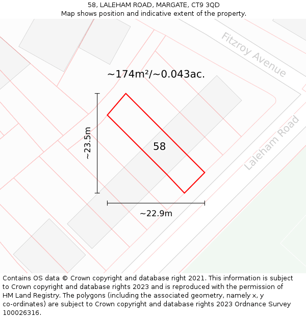 58, LALEHAM ROAD, MARGATE, CT9 3QD: Plot and title map