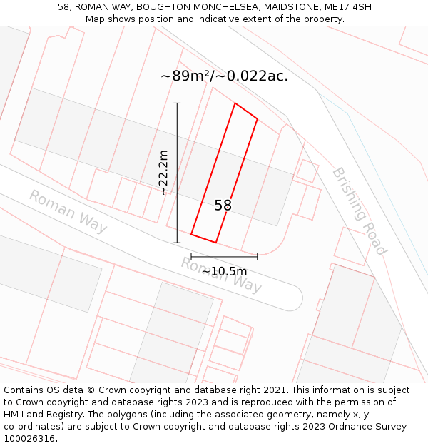 58, ROMAN WAY, BOUGHTON MONCHELSEA, MAIDSTONE, ME17 4SH: Plot and title map