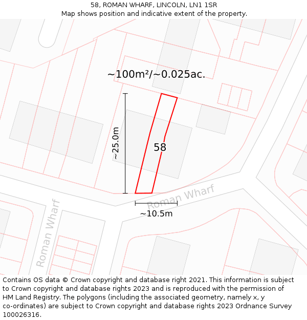 58, ROMAN WHARF, LINCOLN, LN1 1SR: Plot and title map