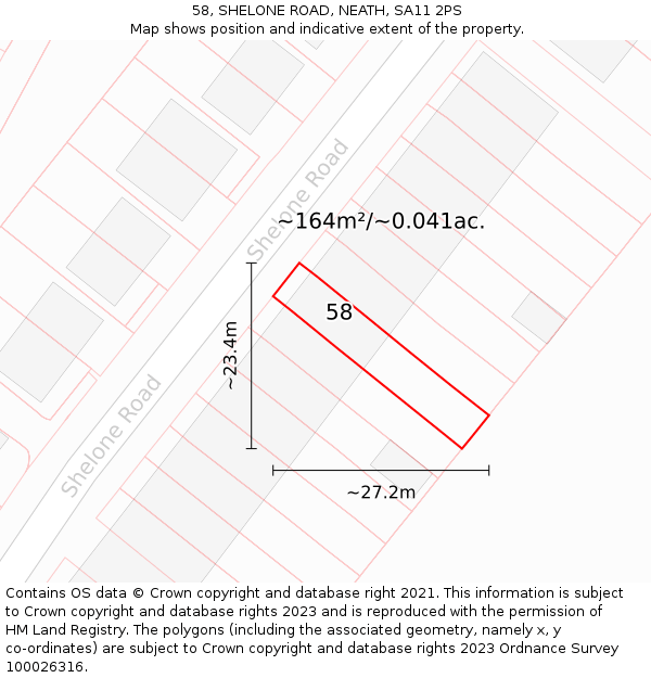 58, SHELONE ROAD, NEATH, SA11 2PS: Plot and title map