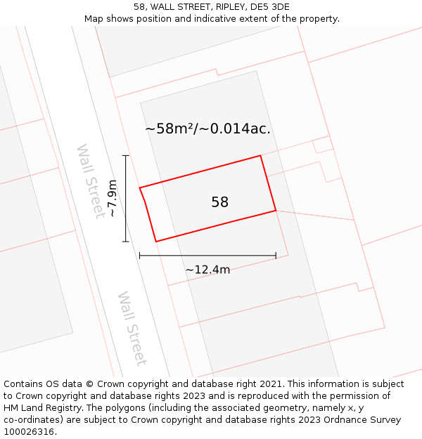 58, WALL STREET, RIPLEY, DE5 3DE: Plot and title map
