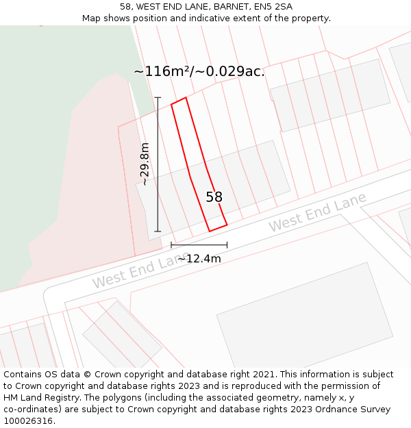 58, WEST END LANE, BARNET, EN5 2SA: Plot and title map