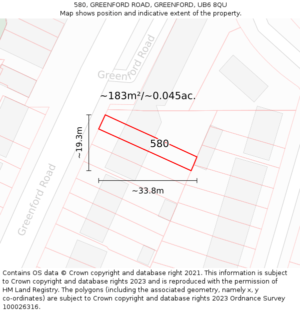 580, GREENFORD ROAD, GREENFORD, UB6 8QU: Plot and title map