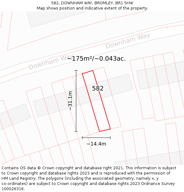 582, DOWNHAM WAY, BROMLEY, BR1 5HW: Plot and title map
