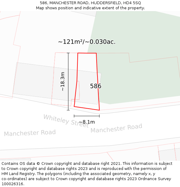 586, MANCHESTER ROAD, HUDDERSFIELD, HD4 5SQ: Plot and title map