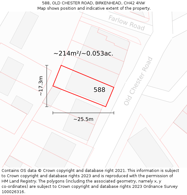 588, OLD CHESTER ROAD, BIRKENHEAD, CH42 4NW: Plot and title map