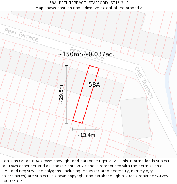 58A, PEEL TERRACE, STAFFORD, ST16 3HE: Plot and title map