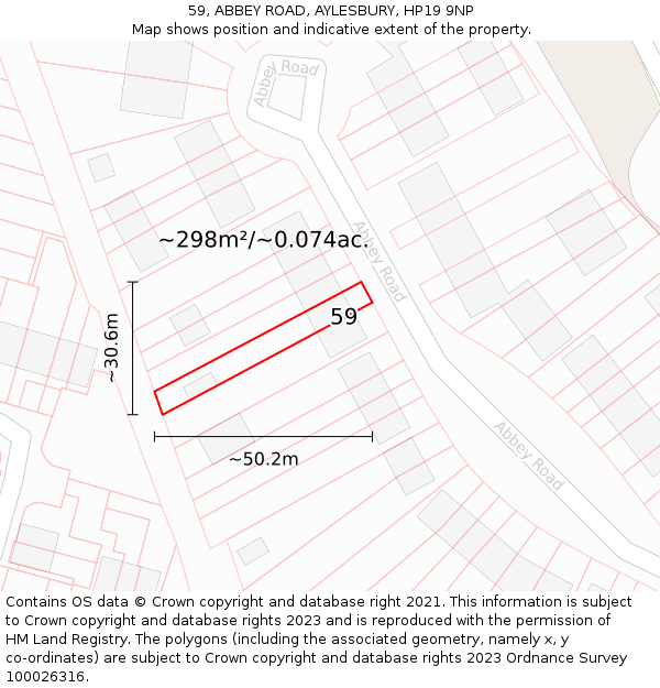 59, ABBEY ROAD, AYLESBURY, HP19 9NP: Plot and title map