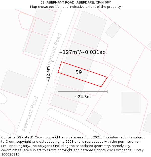59, ABERNANT ROAD, ABERDARE, CF44 0PY: Plot and title map