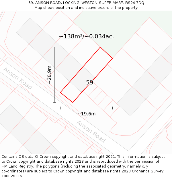59, ANSON ROAD, LOCKING, WESTON-SUPER-MARE, BS24 7DQ: Plot and title map