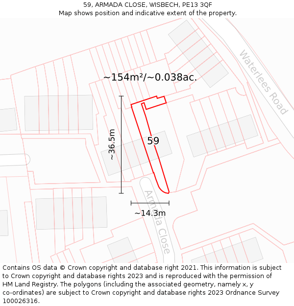59, ARMADA CLOSE, WISBECH, PE13 3QF: Plot and title map