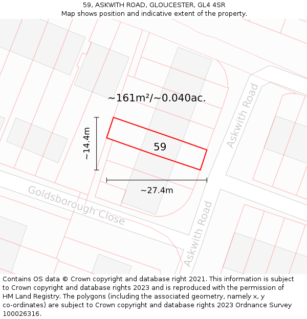 59, ASKWITH ROAD, GLOUCESTER, GL4 4SR: Plot and title map