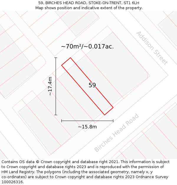 59, BIRCHES HEAD ROAD, STOKE-ON-TRENT, ST1 6LH: Plot and title map