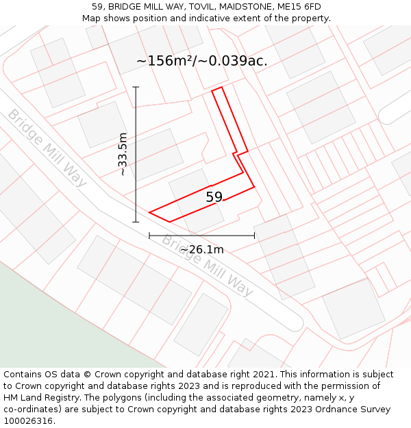 59, BRIDGE MILL WAY, TOVIL, MAIDSTONE, ME15 6FD: Plot and title map