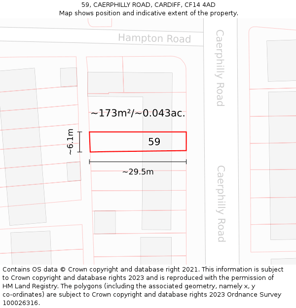 59, CAERPHILLY ROAD, CARDIFF, CF14 4AD: Plot and title map
