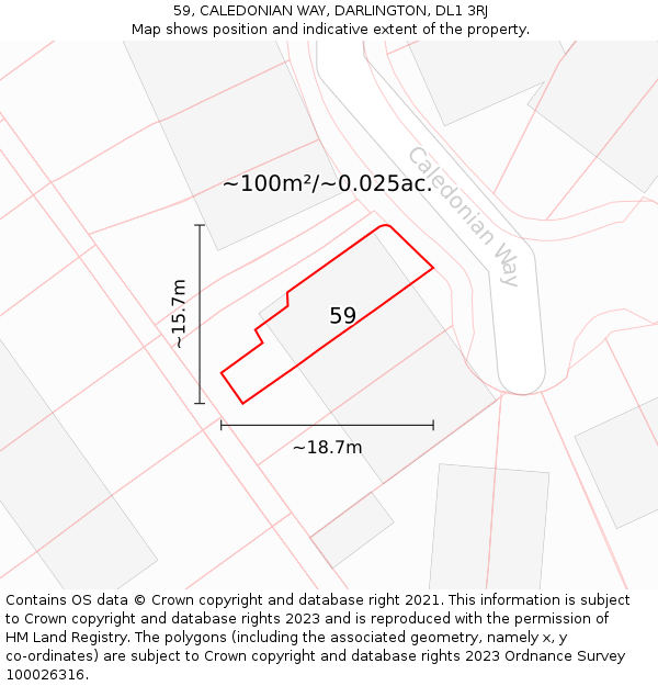 59, CALEDONIAN WAY, DARLINGTON, DL1 3RJ: Plot and title map