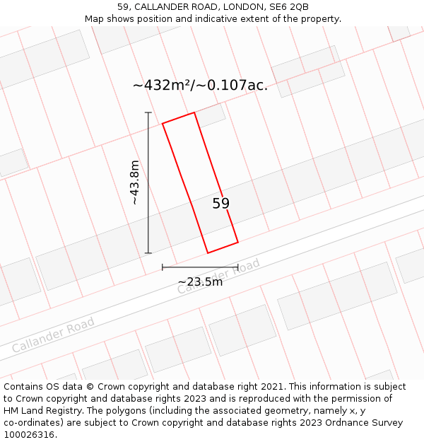 59, CALLANDER ROAD, LONDON, SE6 2QB: Plot and title map
