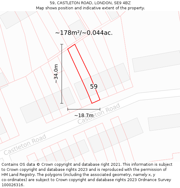 59, CASTLETON ROAD, LONDON, SE9 4BZ: Plot and title map