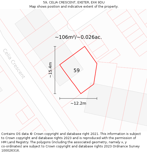 59, CELIA CRESCENT, EXETER, EX4 9DU: Plot and title map