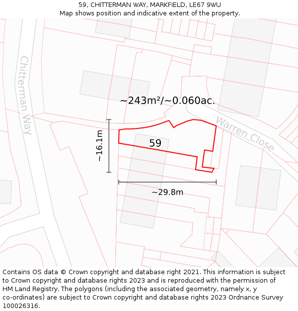 59, CHITTERMAN WAY, MARKFIELD, LE67 9WU: Plot and title map