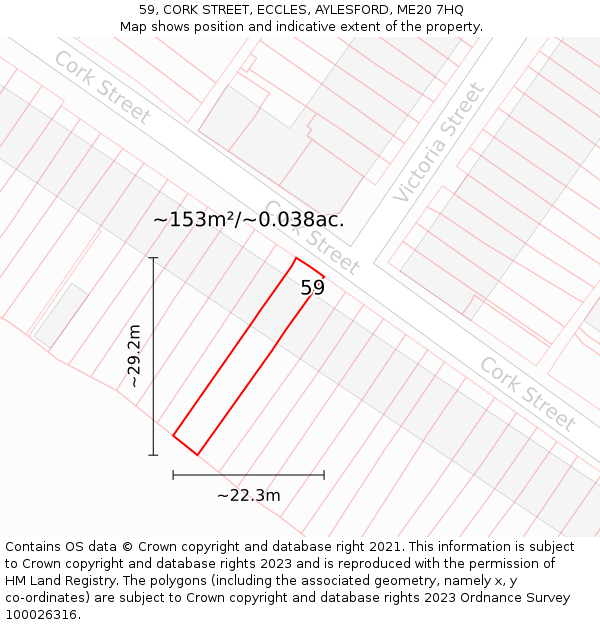 59, CORK STREET, ECCLES, AYLESFORD, ME20 7HQ: Plot and title map
