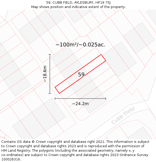 59, CUBB FIELD, AYLESBURY, HP19 7SJ: Plot and title map