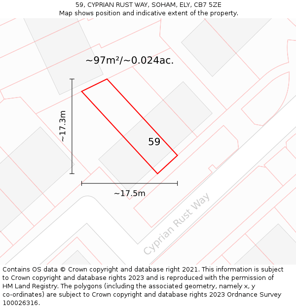 59, CYPRIAN RUST WAY, SOHAM, ELY, CB7 5ZE: Plot and title map