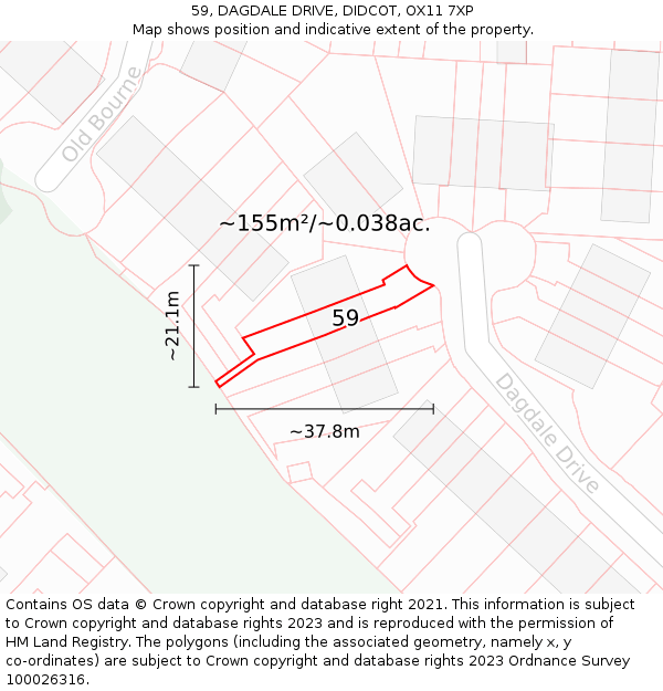 59, DAGDALE DRIVE, DIDCOT, OX11 7XP: Plot and title map