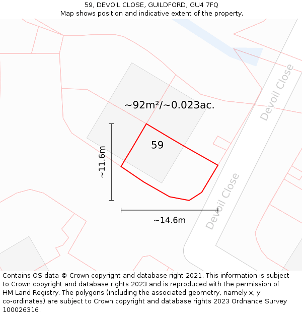 59, DEVOIL CLOSE, GUILDFORD, GU4 7FQ: Plot and title map
