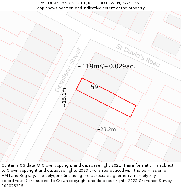 59, DEWSLAND STREET, MILFORD HAVEN, SA73 2AT: Plot and title map