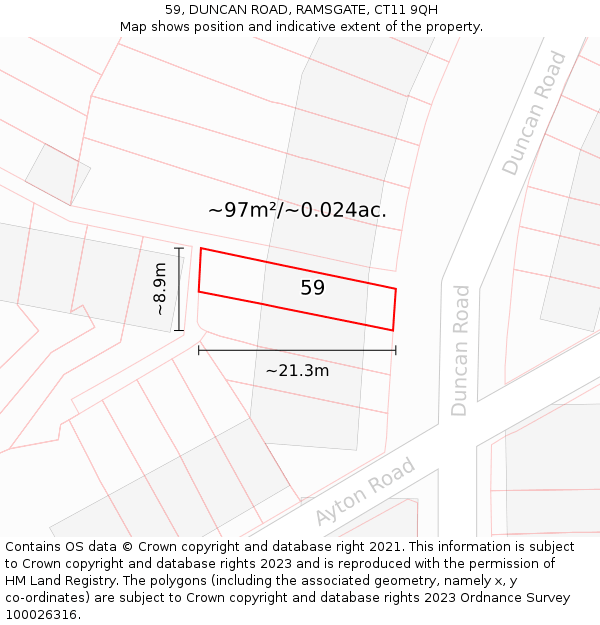 59, DUNCAN ROAD, RAMSGATE, CT11 9QH: Plot and title map